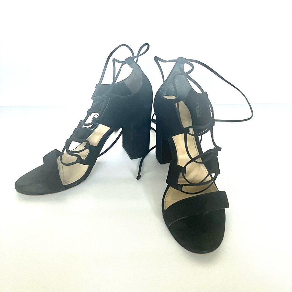 Vince Camino black ankle strap block heel sandals